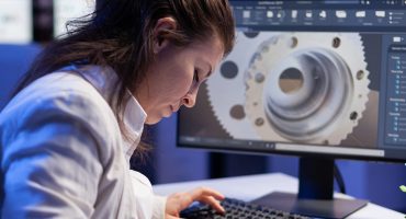 Woman engineer architect working in modern cad program